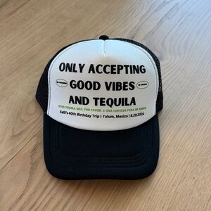 Black and White Trucker Hat - Good Vibes and Tequila - Vintage style - Funny